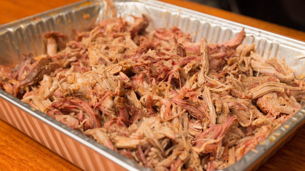 pulled pork butt in a foil tray
