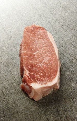 Boneless pork chop cut raw