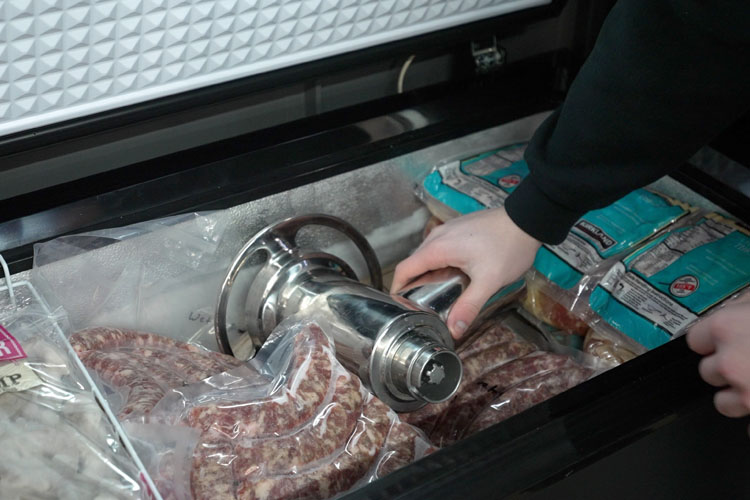 putting the meat grinder in the freezer