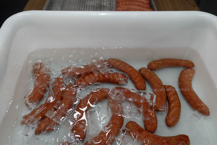 sausage in an icebath