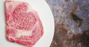 Wagyu beef most expensive steak on a white plate