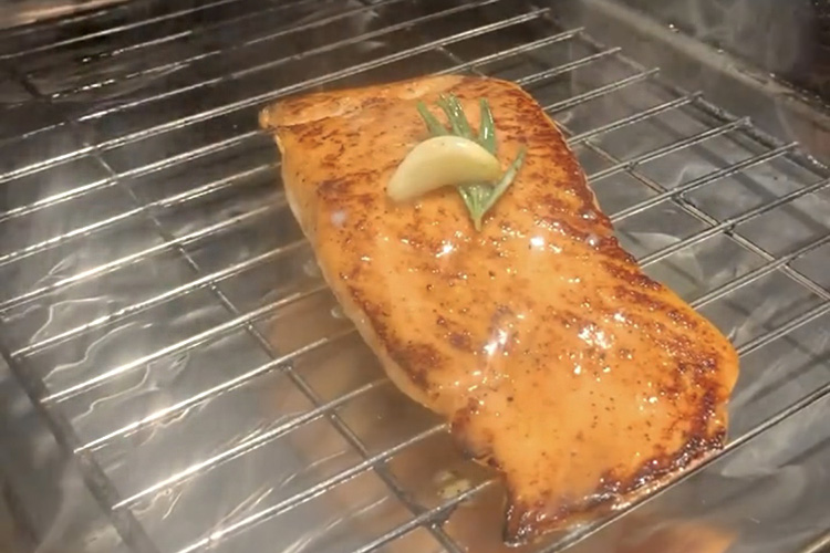 a piece of smoked salmon filet