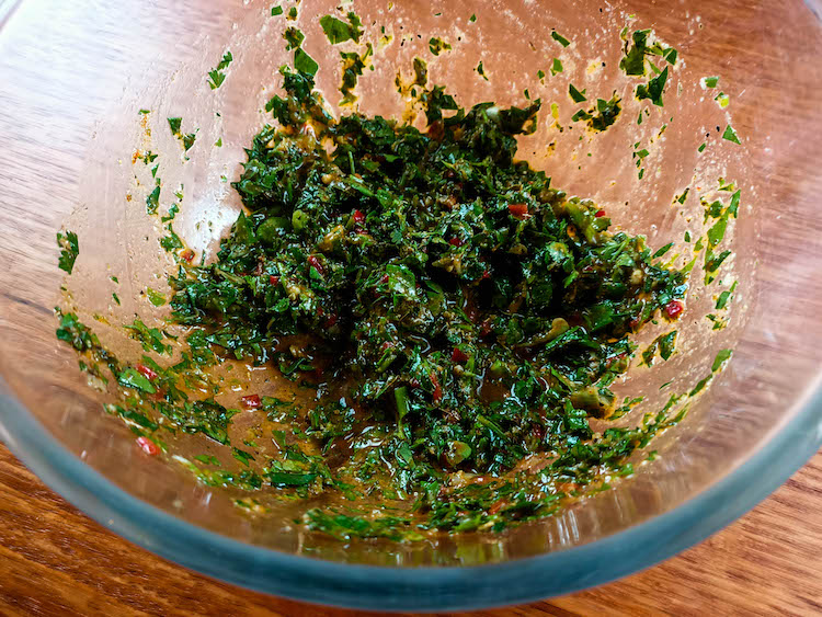 chimichurri sauce in a bowl