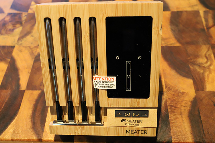 meater block thermometer on a wooden board