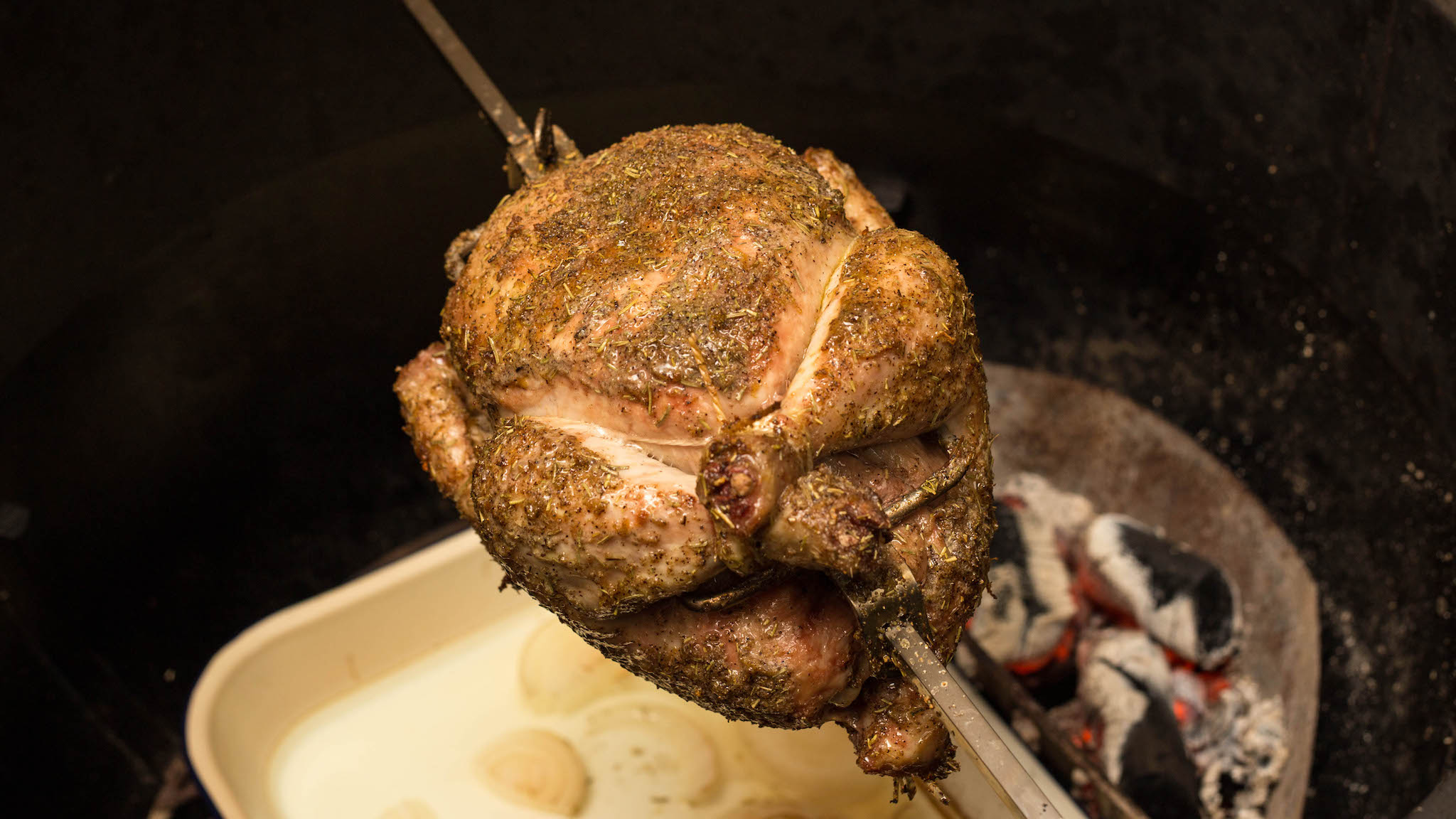How To Make Rotisserie Chicken On A Charcoal Grill Smoked Bbq Source