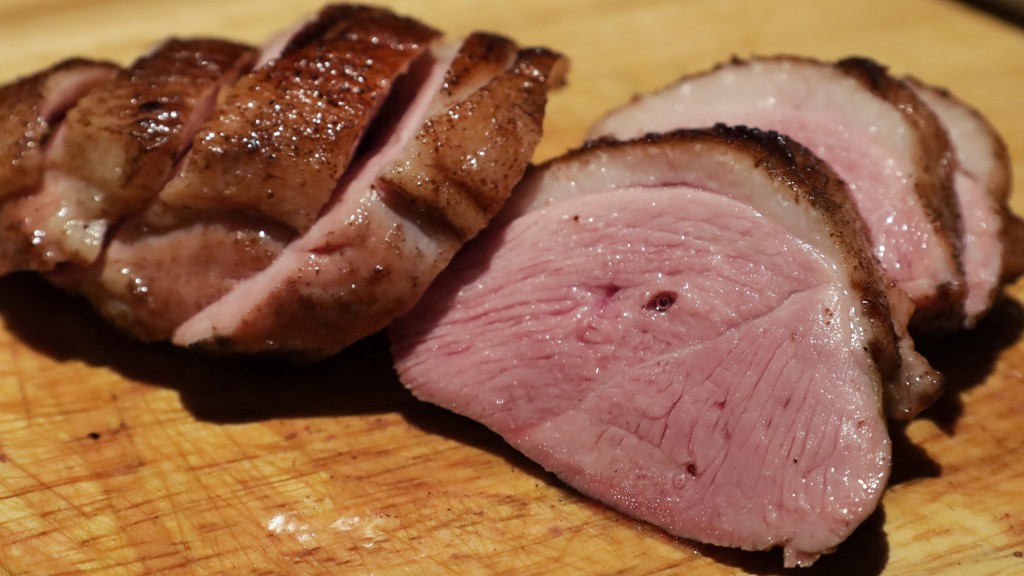 smoked duck breast on a wooden board