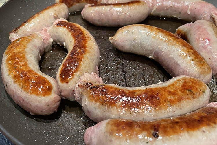 Irish sausage on a cast iron skillet