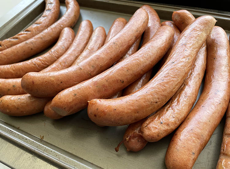 homemade hotdogs in natural casings