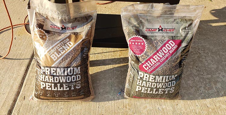 wood pellets in plastic bags