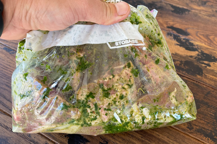 lamb chops in marinade in ziploc bag