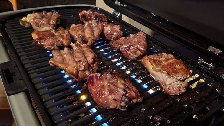 grilling chicken thighs on weber traveler gas grill