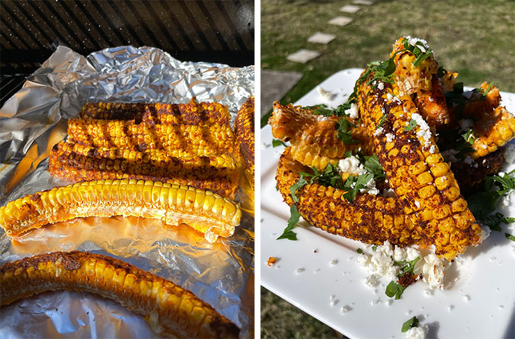 smoked corn ribs with cilantro and cotija cheese
