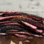 sliced smoked pastrami from corned beef