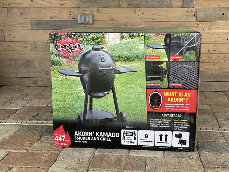 Char-griller akorn kamado grill in packaging box