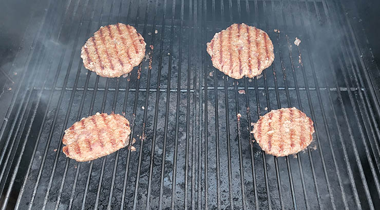 burger patties on the Camp Chef DLX 24 pellet grill