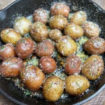 smoked potatoes with garlic and rosemary