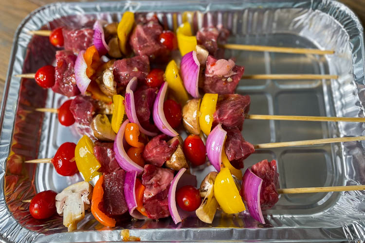 kebobs on a tray