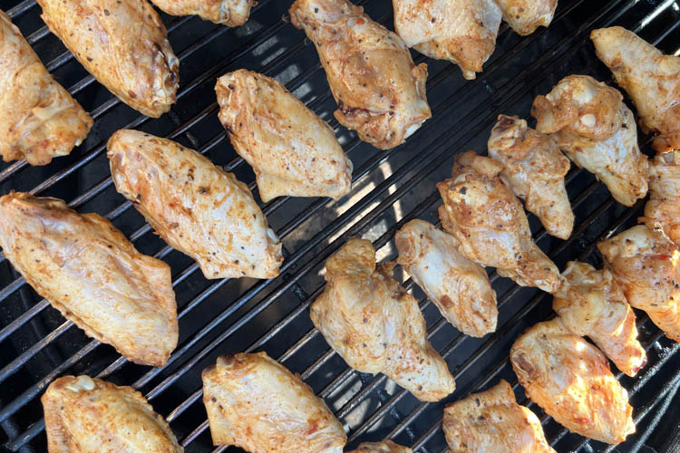 raw wings on grill