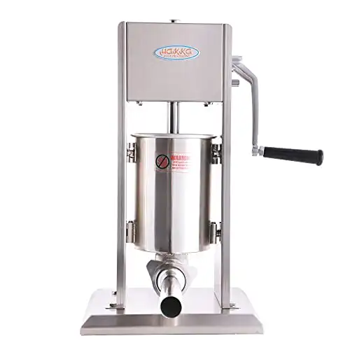 Professional Stainless Steel Sausage Stuffer Sausage Machine with 2-Speed Gearbox Ventilation Valve and Manual Crank Sausage Filler 2 Liter, Silver Zelsius Four Different Filling Pipes 
