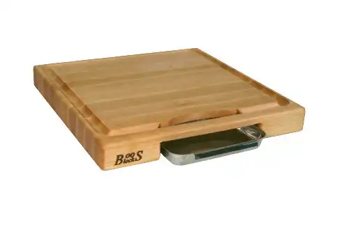 John Boos Wood Reversible Cutting Board with Juice Groove and Pan