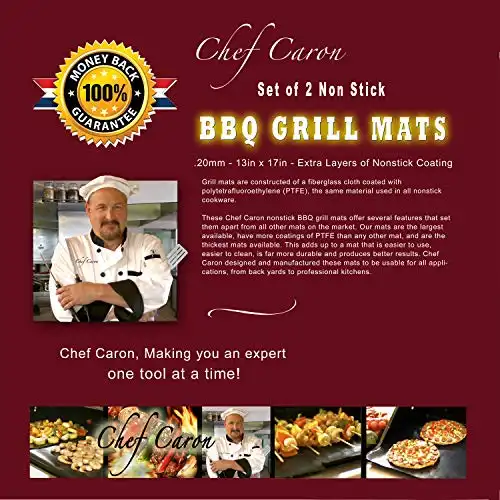 Chef Caron Non Stick BBQ Grill Mats - Set of 2