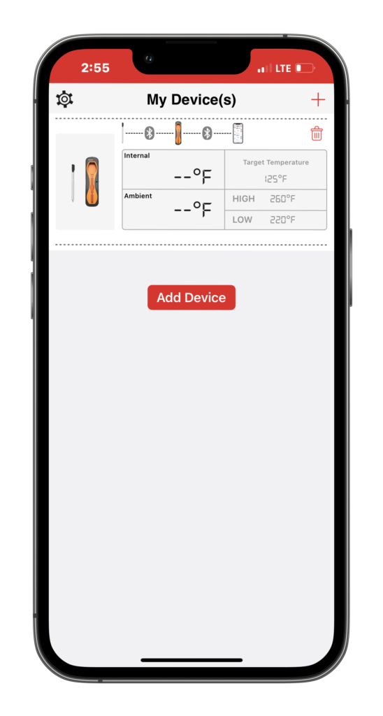 ThermoPro TempSpike app devices page