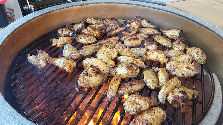 chicken wings on the Victory 21-Inch Kamado Grill