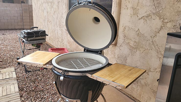 Victory Kamado Grill with an open lid