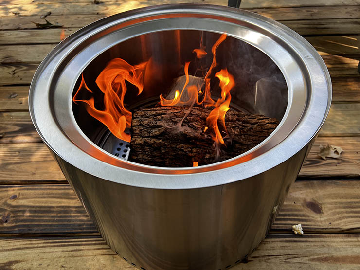wood burning inside solo stove bonfire