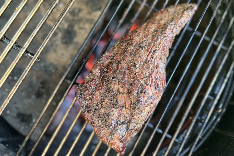 tritip being seared on the grill