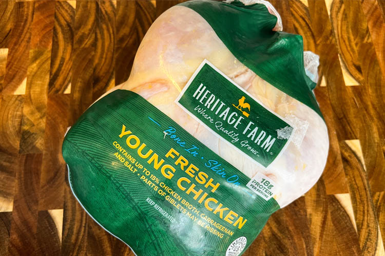 whole chicken in packaging