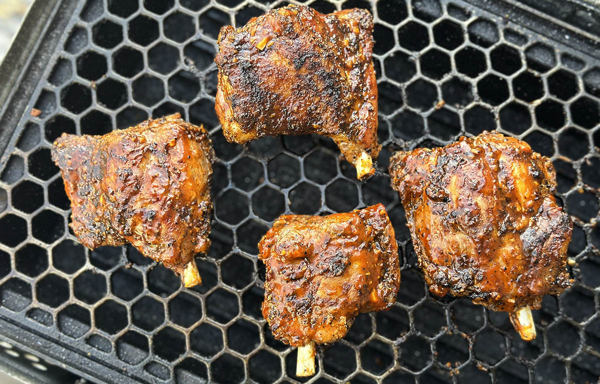 smoked pork wings on grill