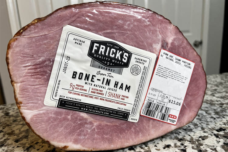 bone-in ham in packaging