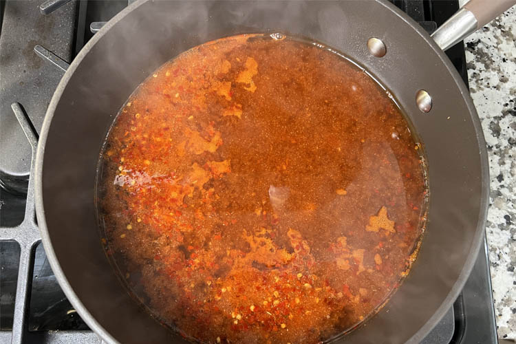 east carolina mop sauce simming in a pot