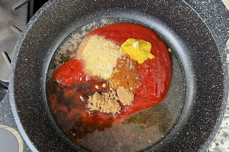 st louis-style bbq sauce in a pan