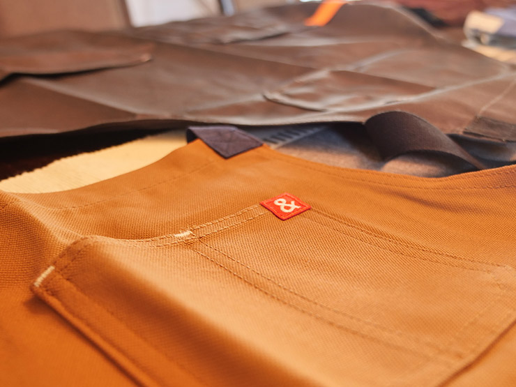 a close up view of the H&B Denver Crossback apron fabric