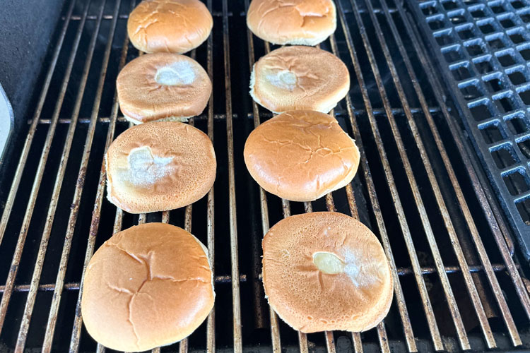 buns toasting on the grill