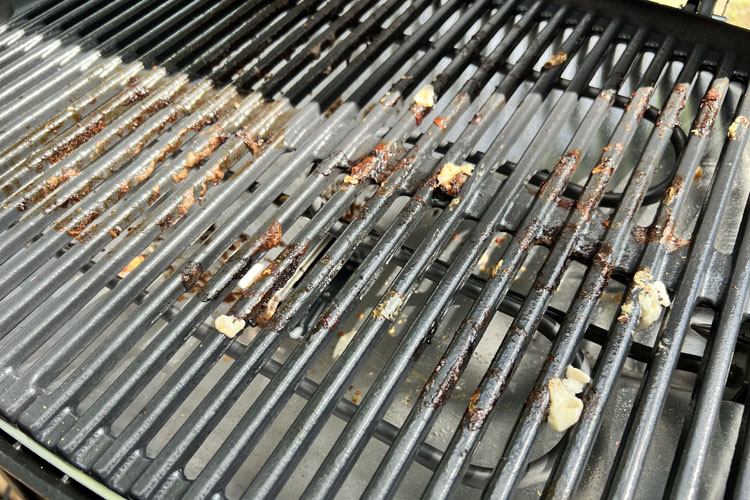 food stuck on grill