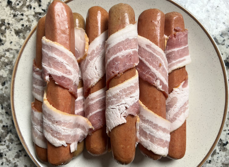 bacon-wrapped hot dogs