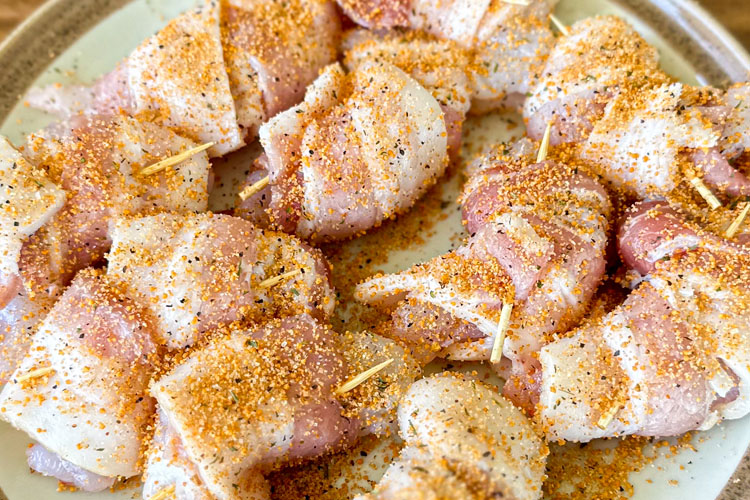 seasoned raw bacon wrapped shrimp