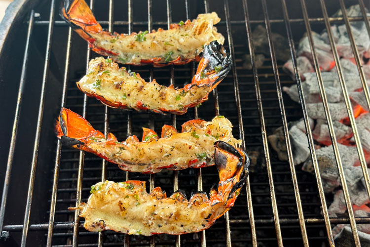 lobster tails on the indirect side of the grill