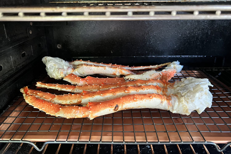 crab ;egs in the smoker