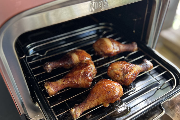 cooked drumsticks in the ninja woodfire oven