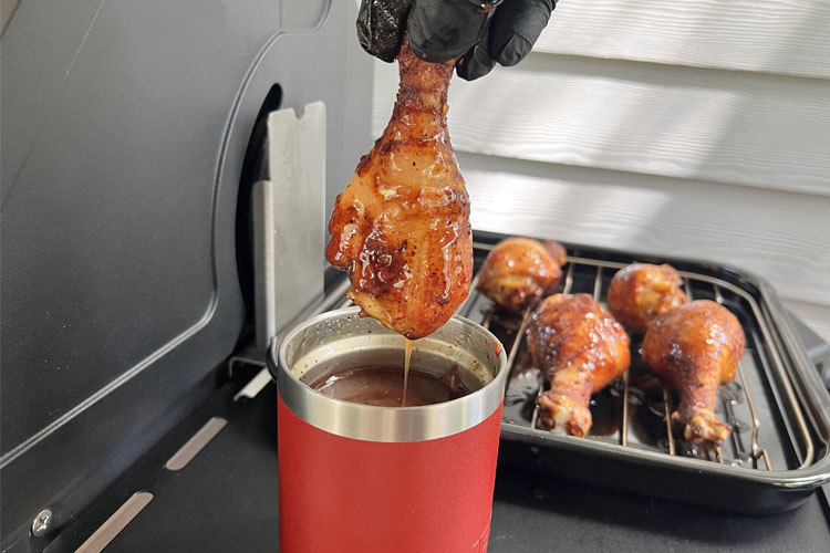 drumstick dripping with smoke kitchen sweet bbq sauce