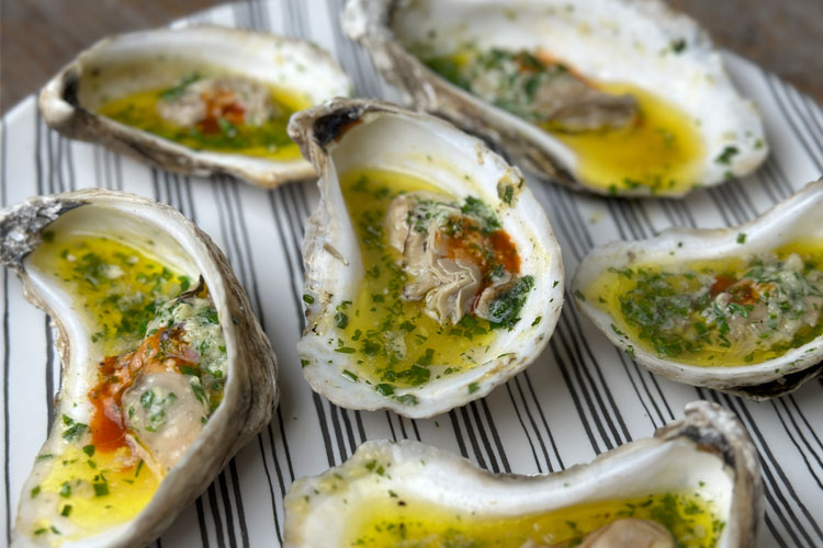 grilled oysters with hot sauce