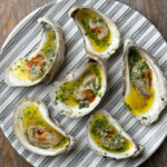 Grilled Oysters with savory butter
