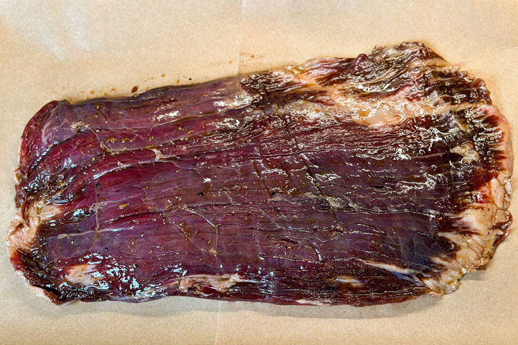 marinated raw flank steak