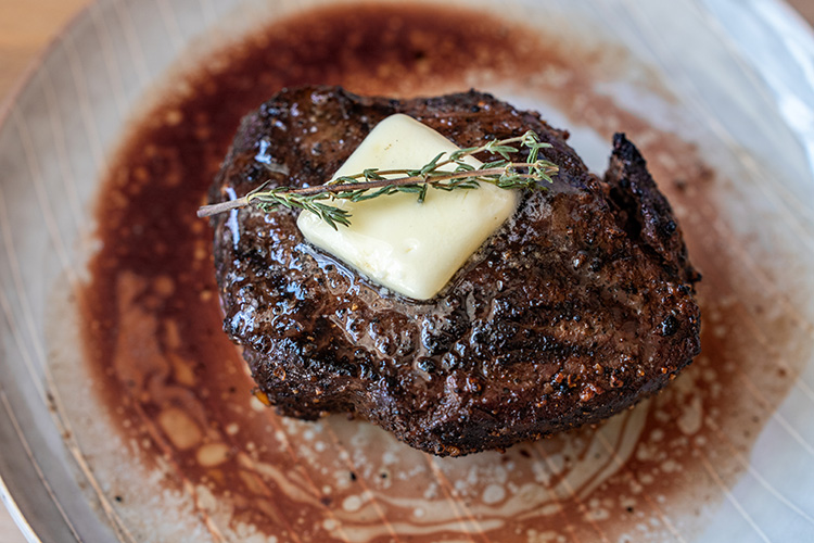 plated top sirloin steak