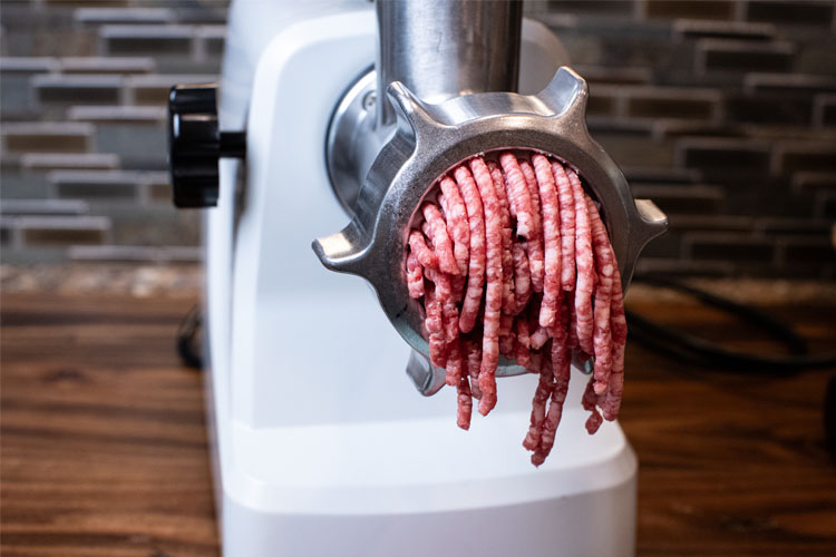 Meat! grinder, grinding beef chuck