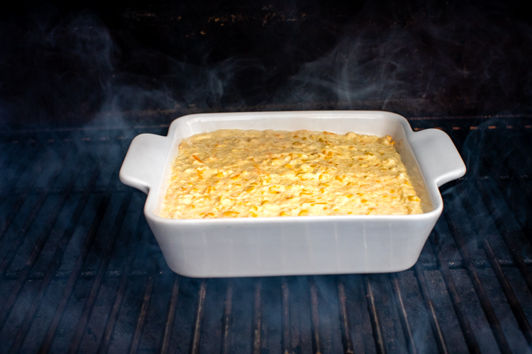 three cheese pudding in the smoker